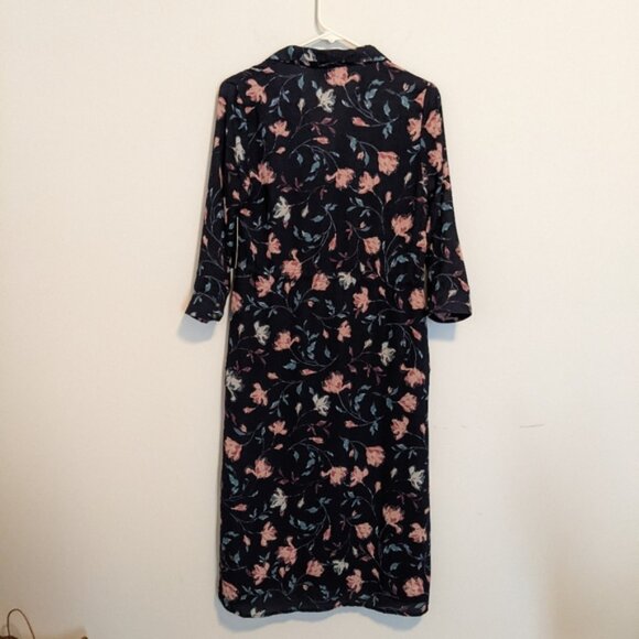 NWT Lulu's Rue navy blue floral shirt dress size small - Picture 5 of 11
